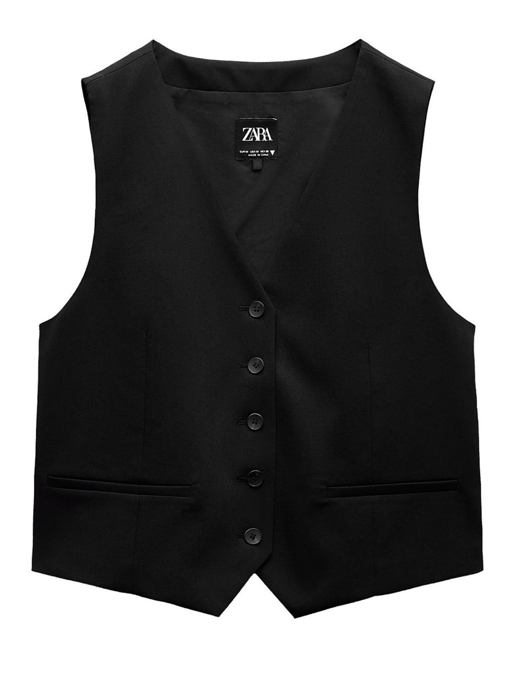 ZARA Black Tailored Five-Button Vest